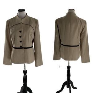 Danillo Womens Long Sleeves Round Neck 4 Button Blazer Lined Suit Jacket Size 12